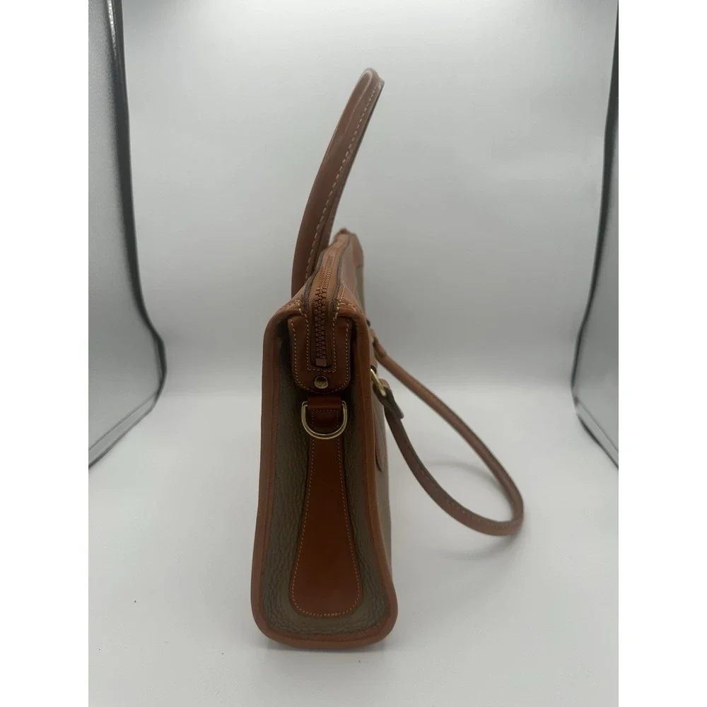 Dooney & Bourke Vintage Beige AWL Pebbled Leather Satchel Handbag